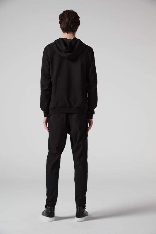 Maymun%20Baskılı%20Kapüşonlu%20Siyah%20Erkek%20Sweatshirt
