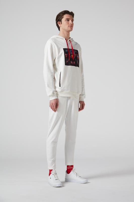 3%20Maymun%20Baskılı,Kapüşonlu,%20Çift%20Fermuar%20Cepli%20Krem%20Erkek%20Sweatshirt
