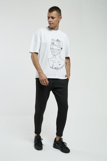 Erkek Beyaz Düşünen Adam Baskılı Oversize Tshirt