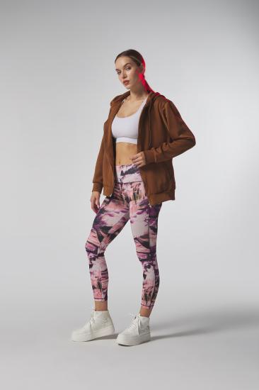 Taba,Kapüşonlu,Fermuarlı,Cepli Kadın Sweatshirt